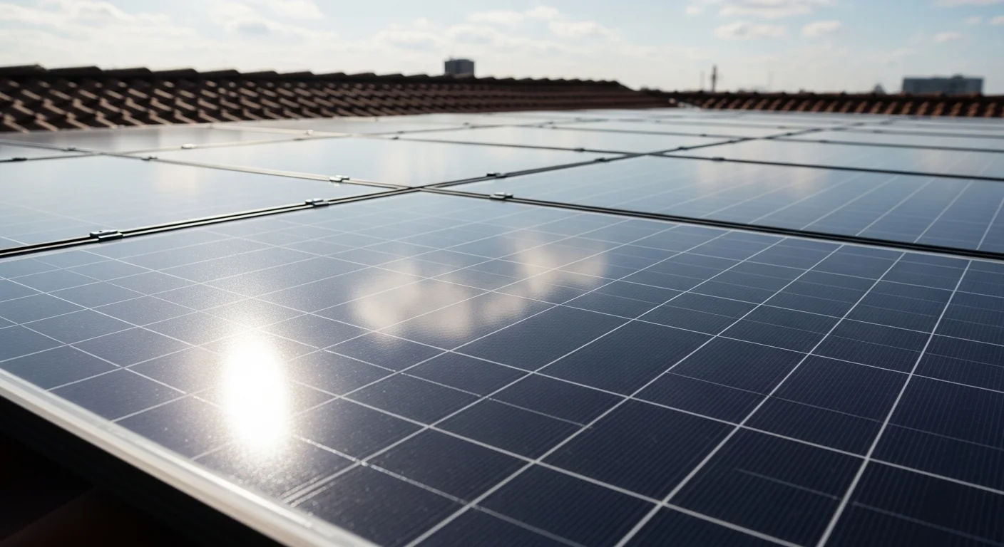 Gereinigte Photovoltaik-Module auf einem Dach